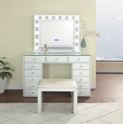 Vanity Set Base Mirror And Stool