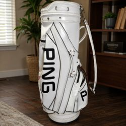 VTG PING USA Staff Golf Bag Amana Colonies Golf Course Rare Tour Cart White
