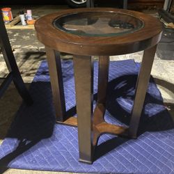 Wood End table With Glass Top
