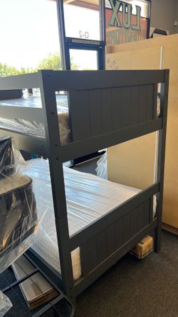 New grey Bunkbeds with 2 sealed Mattress