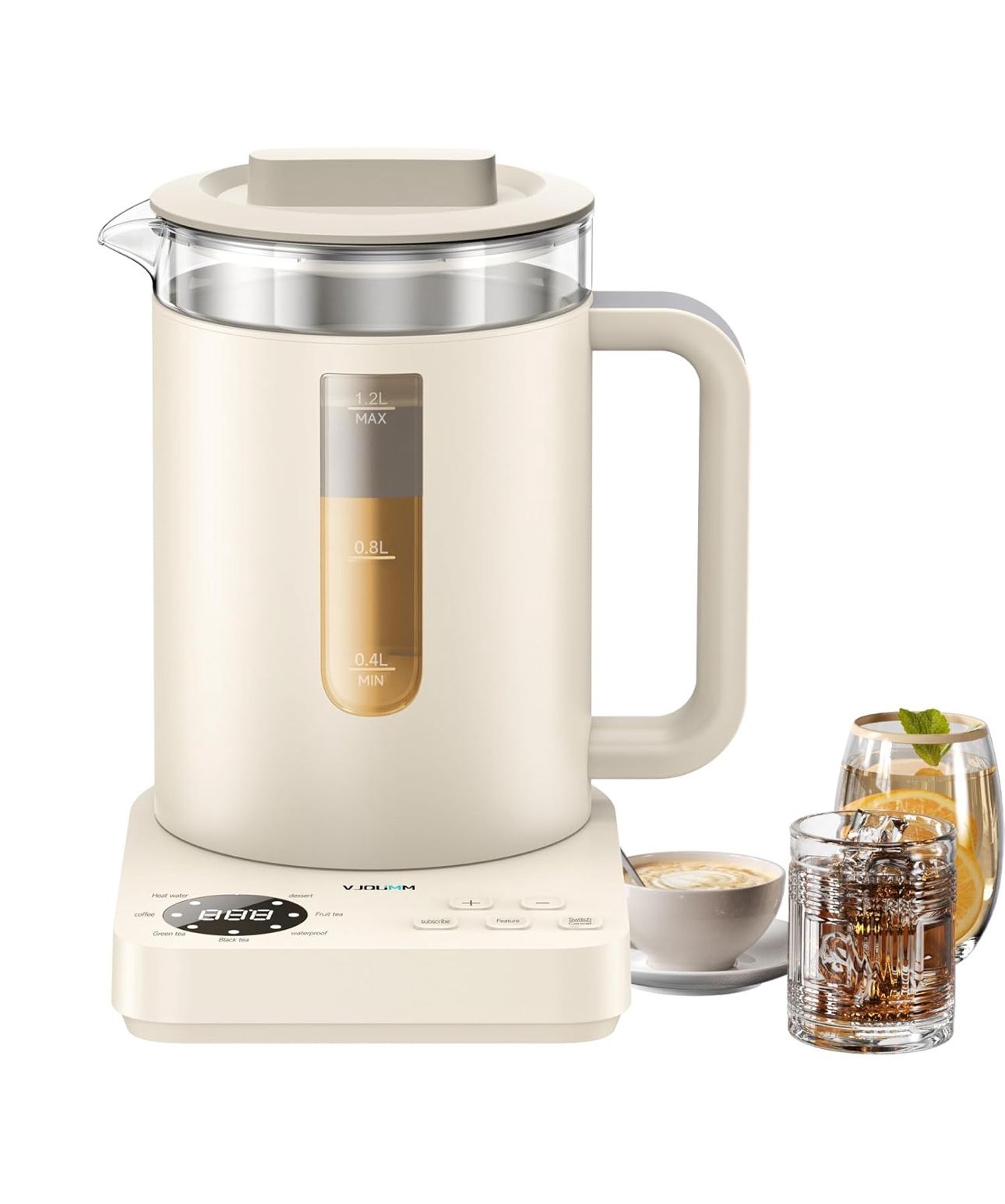 1000W Electric Kettle 1.2L Capacity Health pot, temperature control Glass pot for loose tea steeper, Hand-brew coffee, Fast Water Heating, hot drink m