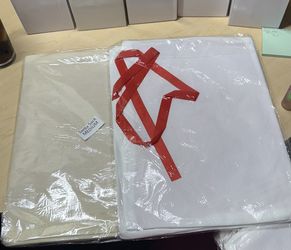 Medium Blank double layered Santa sacks with red ribbon tie