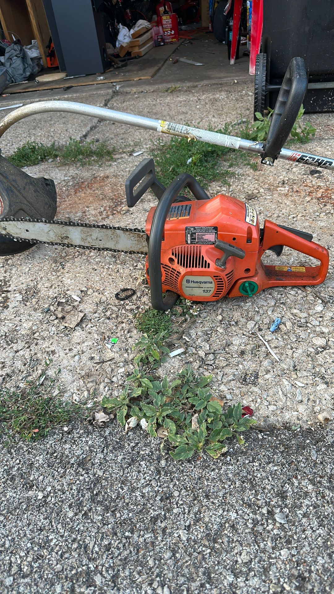 Husqvarna e-series 137 Chainsaw And Two Chains And Echo Trimmer Gt-225  I Want $200 For It