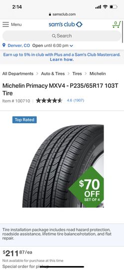 Tires Michelin Primacy mxv4 p235/65r17