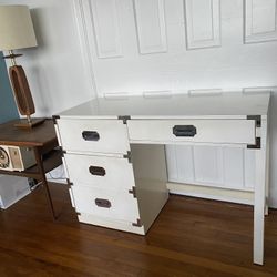 Mid Century Mcm Art Deco White Chrome Campaign Desk