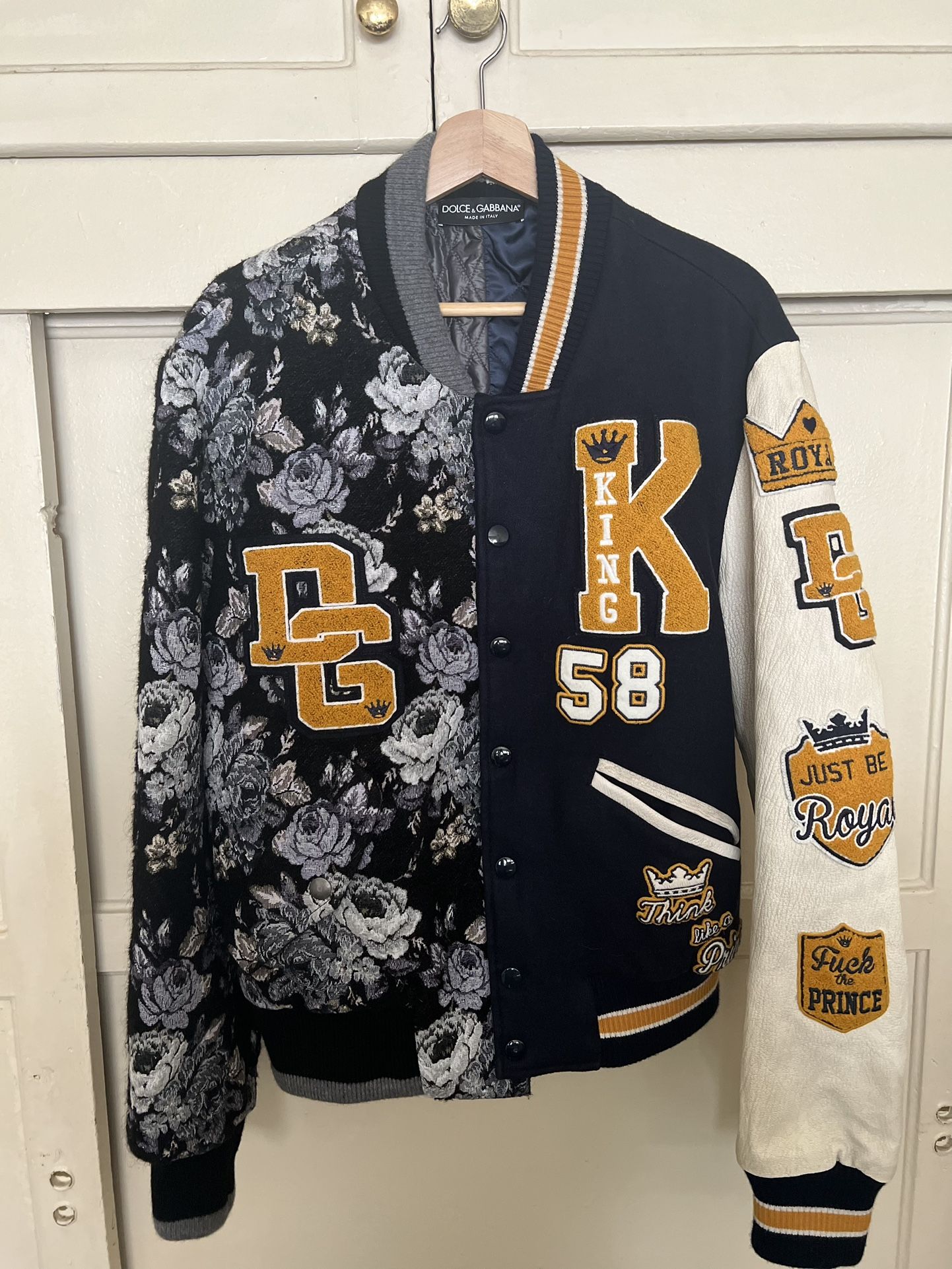 Dolce & Gabbana DG King Embroidered Varsity Military Jacket