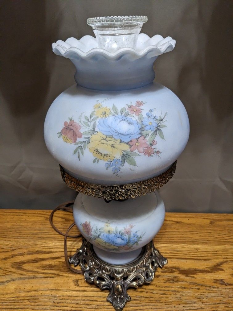 Vintage Light Blue Hurricane Lamp