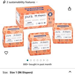 Size 1 Eco-Friendly Diapers (4-11lbs) Totally Chlorine Free (TCF), Hypoallergenic, Soft Organic Cotton Comfort, Sustainable, Wetness Indicator, Allerg