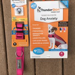 New Thundershirt Medium For Dog Anxiety And Matching Collar