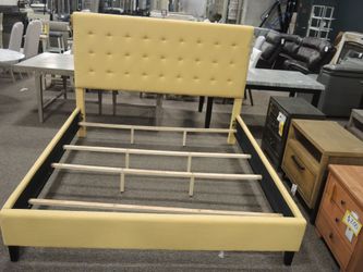 JGW Spencer King Tufted Upholstered Bed - Yellow | Headboard