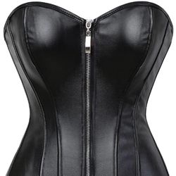 Faux Leather Black Corset (Size: S-3XL) 