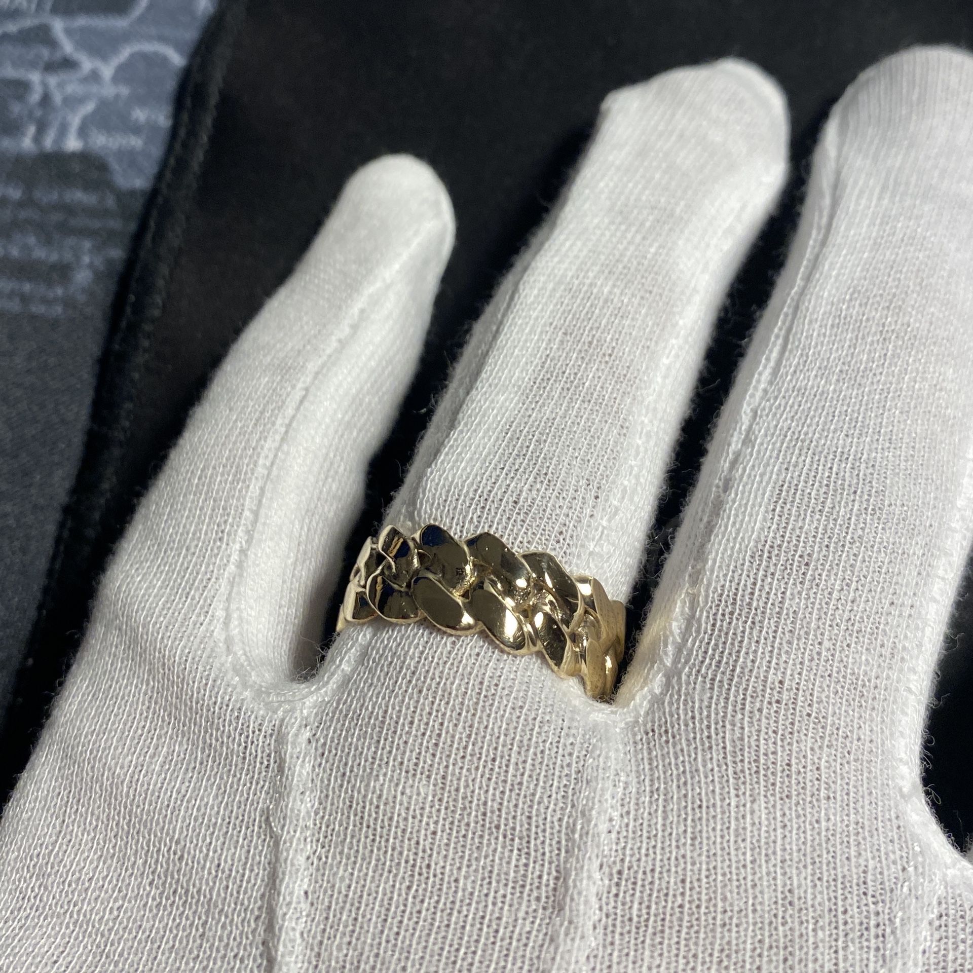 14K Solid Gold Cuban Link Ring