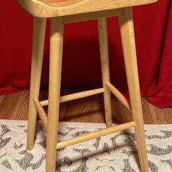 Rivet Modern Wood Kitchen Counter Barstool 29.5” Height, Natural Finish 