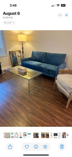 Glass Coffee Table - 42”x24”x17”