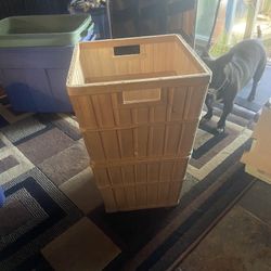 Wicker Straw Basket Approximately 3’ Tall Has Clips And Makes 2 Baskets 