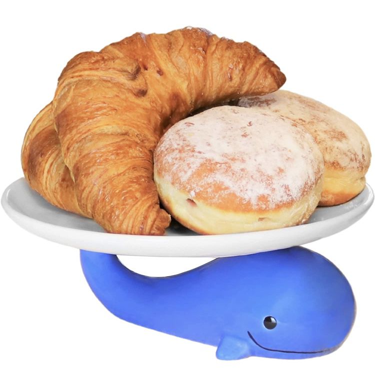 Sixdrop Whale Cupcake Stand - Cute Decorative Kitchen Stand for Cake, Snacks, Dessert - Whale Candle Holder Plate - Whale Theme Party Accessories Love
