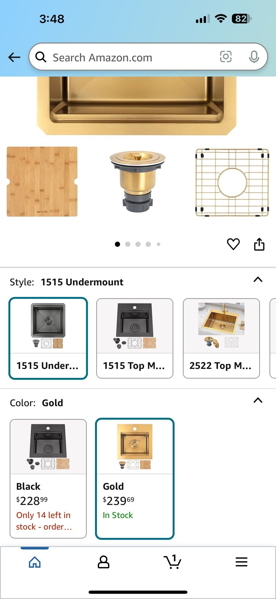 Gold Bar Sink, Undermount Bar Sink