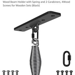 Dolibest Heavy Bag Hanger, Wall Ceiling Mount Hook for Punching Bags, Body Weight Strength Training Systems, Wood Beam Holder with Spring and 2 Carabi