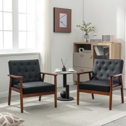 Wooden Arm Accent Chair Set Of 2 