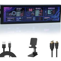 WOWNOVA Computer Hardware Temp Sensor Panel 8.8" Monitor, PC Temperature Display, HD LCD Screen for PC Case Accessories Gaming Secondary Monitor