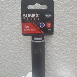Sunex Tools 315md 3/8 Inch Drive 15mm Deep Impact Socket Set Ratchet Wrench metric 15