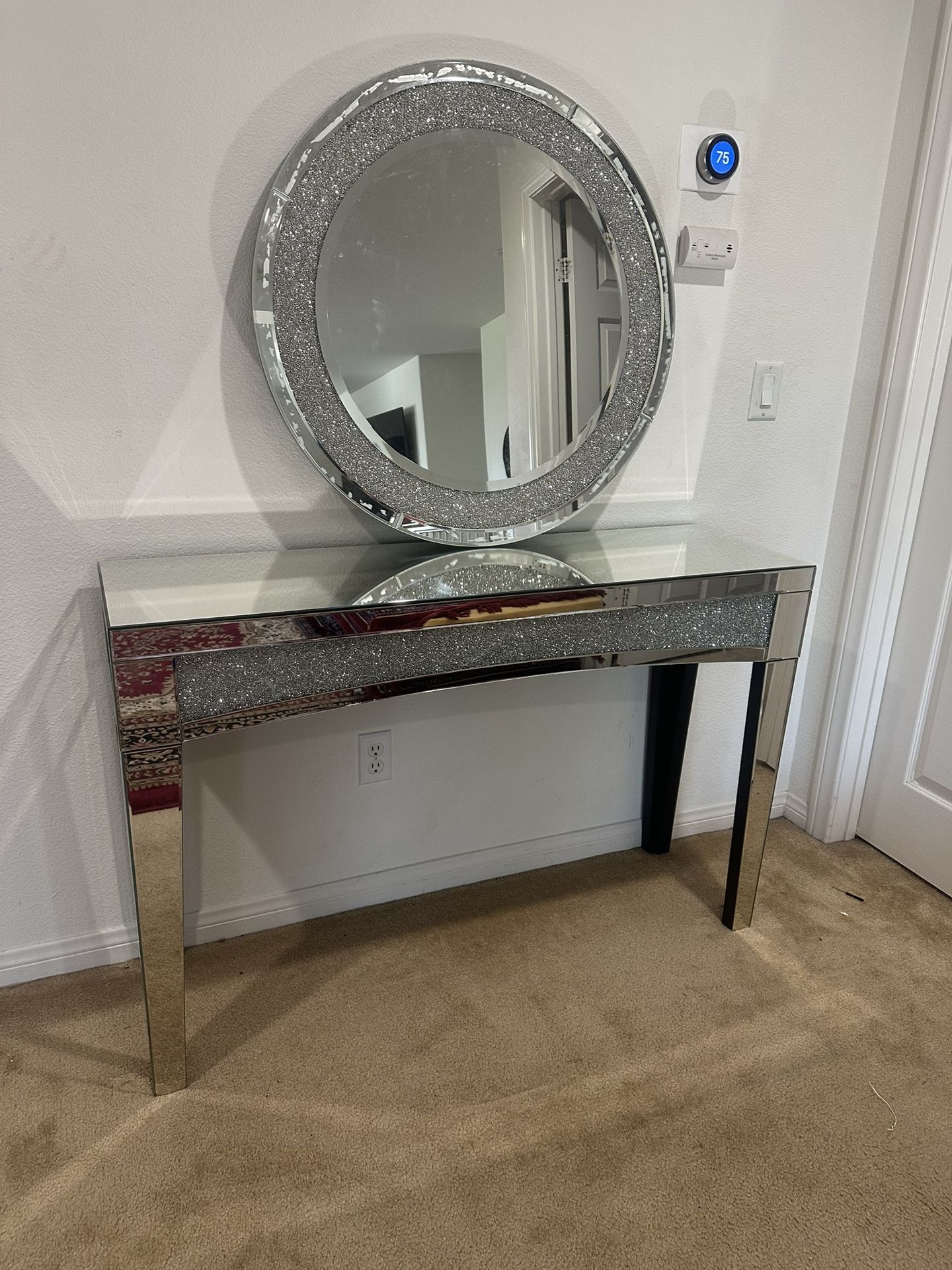 Silver Mirror And Console