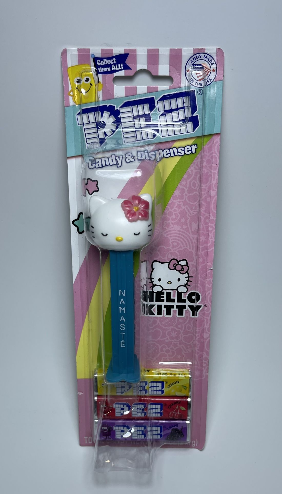 Hello Kitty Namaste Blue/White Pez Candy Dispenser with Candy -NEW!