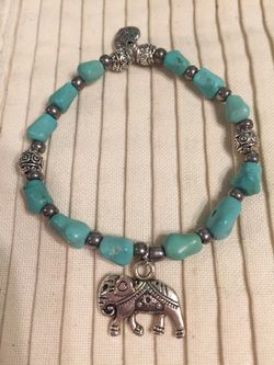 Handmade Stretch Bracelet with Stones and Elephant charm (110)