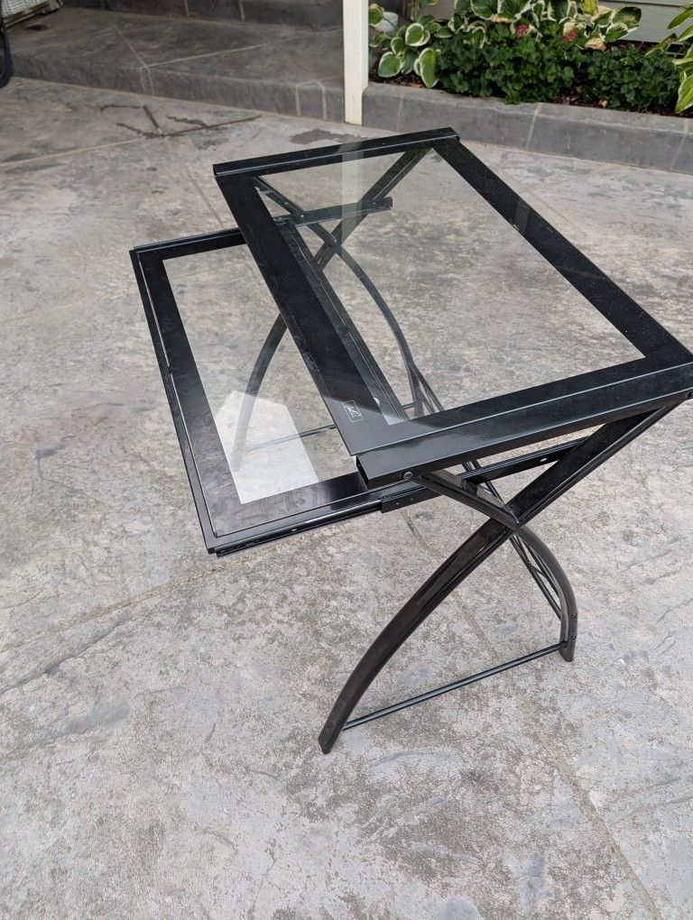 Glass Desk With Pull Out Keyboard Drawer