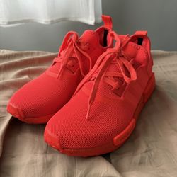 Preowned Men’s Size 9.5 NMD R1 Adidas Boost Triple Solar Red