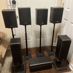 Onkyo Receiver & Onkyo THX Certified Speakers With Stands