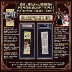 1989 Jordan vs David Robinson Press Proof SAMPLE PSA 9 POP 1 /NON HIGHER Ticket