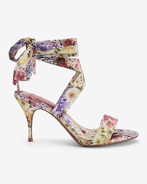 Express Floral Lace Up Heeled Sandals - Size 10