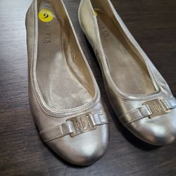 Women's Gold Ralph Lauren Flats 