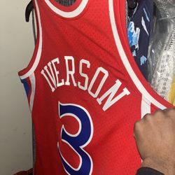 Philadelphia 76ers Allen Iverson Mitchell & Ness Red 1996/97 Hardwood Classics Authentic Jersey