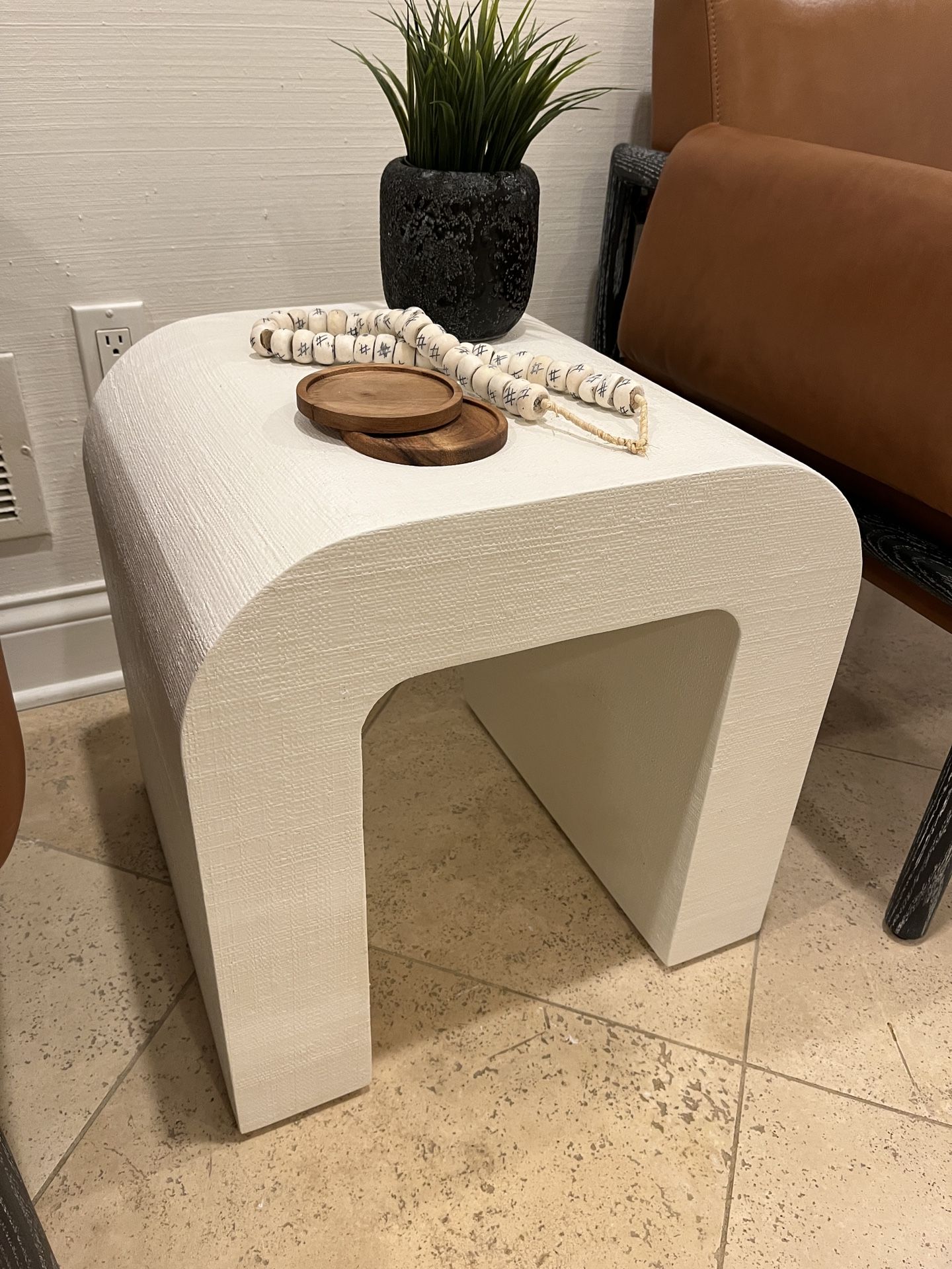 Cb2 Lacquered Linen Side Table