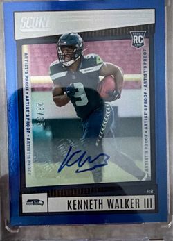 Panini 2022 Score Rookies Kenneth Walker III RC Auto   Artist’s Proof Blue Parallel  /35