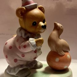 Porcelain Homco Clown Bear - Set Of 2
