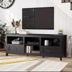 70.08 Inch Length Black TV Stand for Living Room and Bedroom