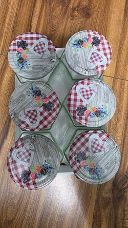 Glass Jam Jars with Lids, Hexagonal Storage Jars. New. 6pack. Frascos hexagonales de vidrio con tapa nuevos.