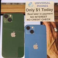 Apple IPhone 13 128gb  UNLOCKED . NO CREDIT CHECK $1 DOWN PAYMENT OPTION  3 Months Warranty * 30 Days Return *