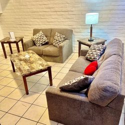 Sofa And Loveseat And Tables 7 Piece Set 
