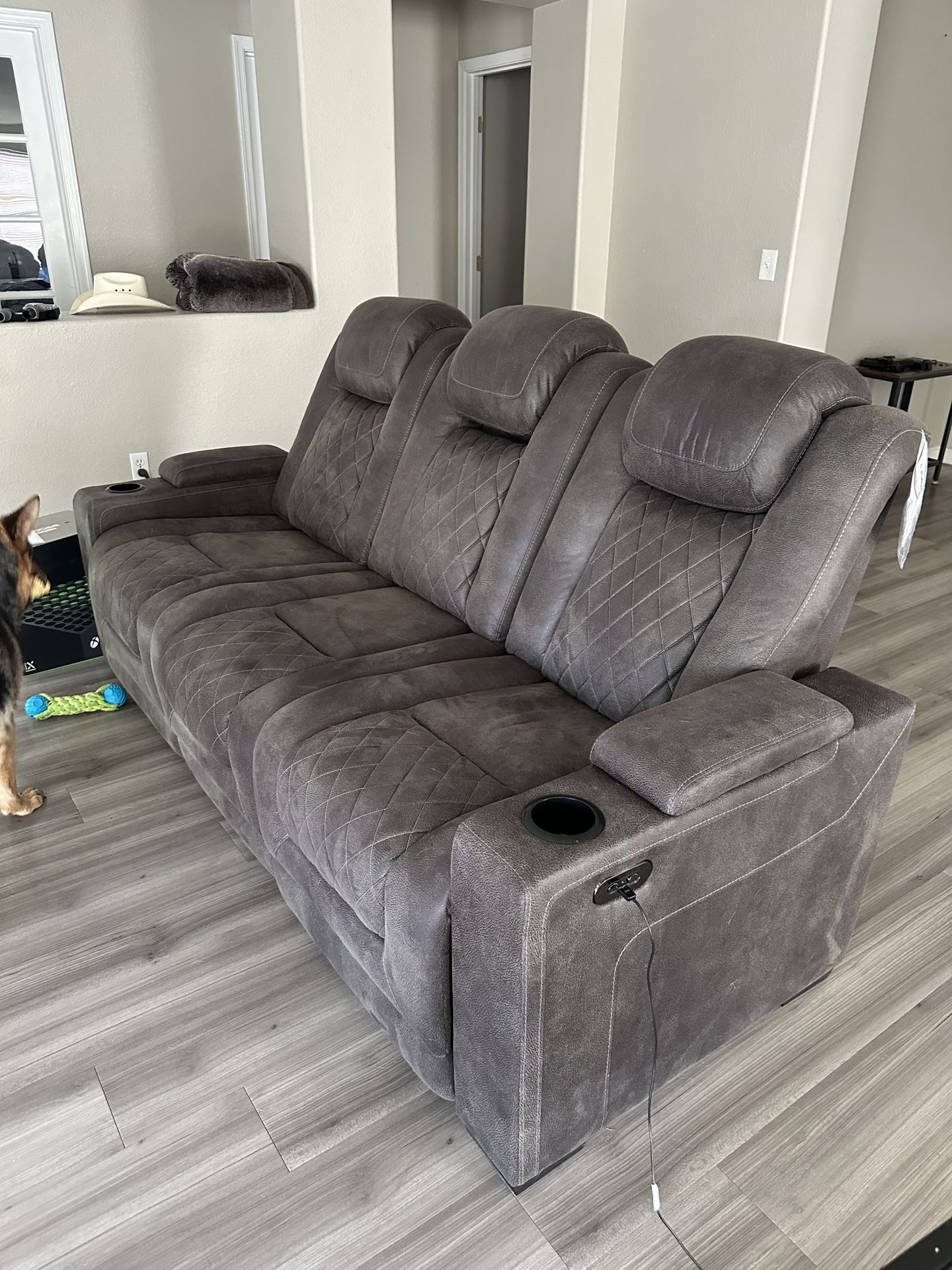 Dual Power Reclining Sofa with Drop Down