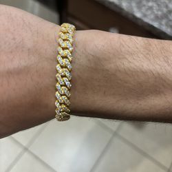 Diamond Test Approved! Gold 8MM Cuban Bracelet 