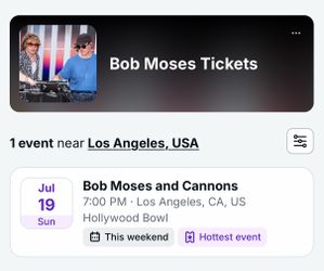 Bob Moses and Cannons Hollywood Bowl Sunday 7.19 2 Tickets