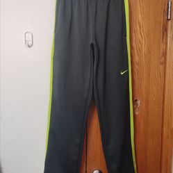 Nike Boys' Therma-FIT Track Pants – Gray & Neon Green | Size S