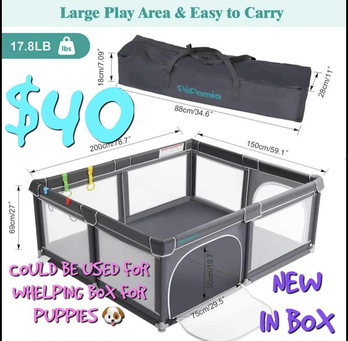WHELPING BOX PLAYPEN DOGS PETS PUPPIES NEW