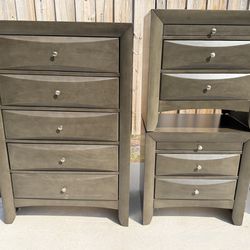 Modern Gray Queen Bedroom Set – Storage Bed, Dresser, Chest & Nightstands – Priced to Sell