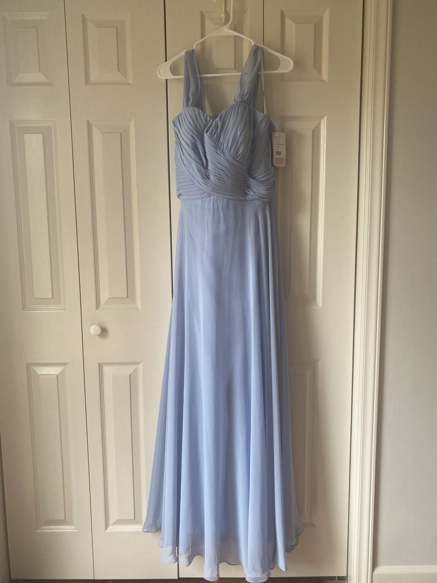 Bridesmaid Dress— Off-the-Shoulder Draped Chiffon Maxi 