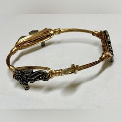 BOURBON AND BOWETIES, GOLD & SILVER SEAHORSE BANGLE